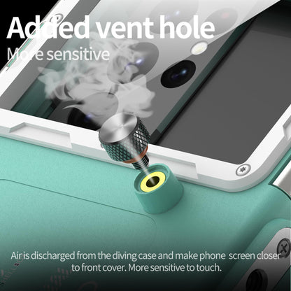 IPX8 waterproof diving phone case for swimming. Universal underwater cover for iPhone 16 15 13 11 Samsung S25 S23 S21 Ultra Huawei Google OnePlus Xiaomi LG (2nd Gen Blue White).