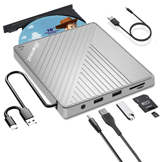 External CD DVD drive USB 3.0 Type-C, External with SD/TF card reader Portable RW burner, Fast data transfer for laptop, desktop, MacBook, Win11/10/8/7/XP, Linux, Mac OS, Vista
