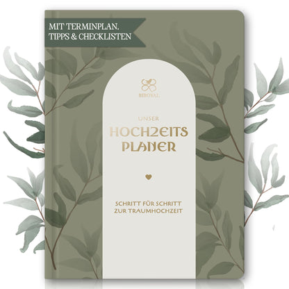 Wedding planner in German A4 | 180° lay-flat design | 160 pages with schedule, checklists, tips, and calendar | Perfect engagement gift for couples.