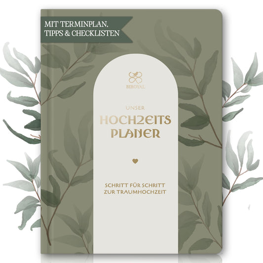 Wedding planner in German A4 | 180° lay-flat design | 160 pages with schedule, checklists, tips, and calendar | Perfect engagement gift for couples.