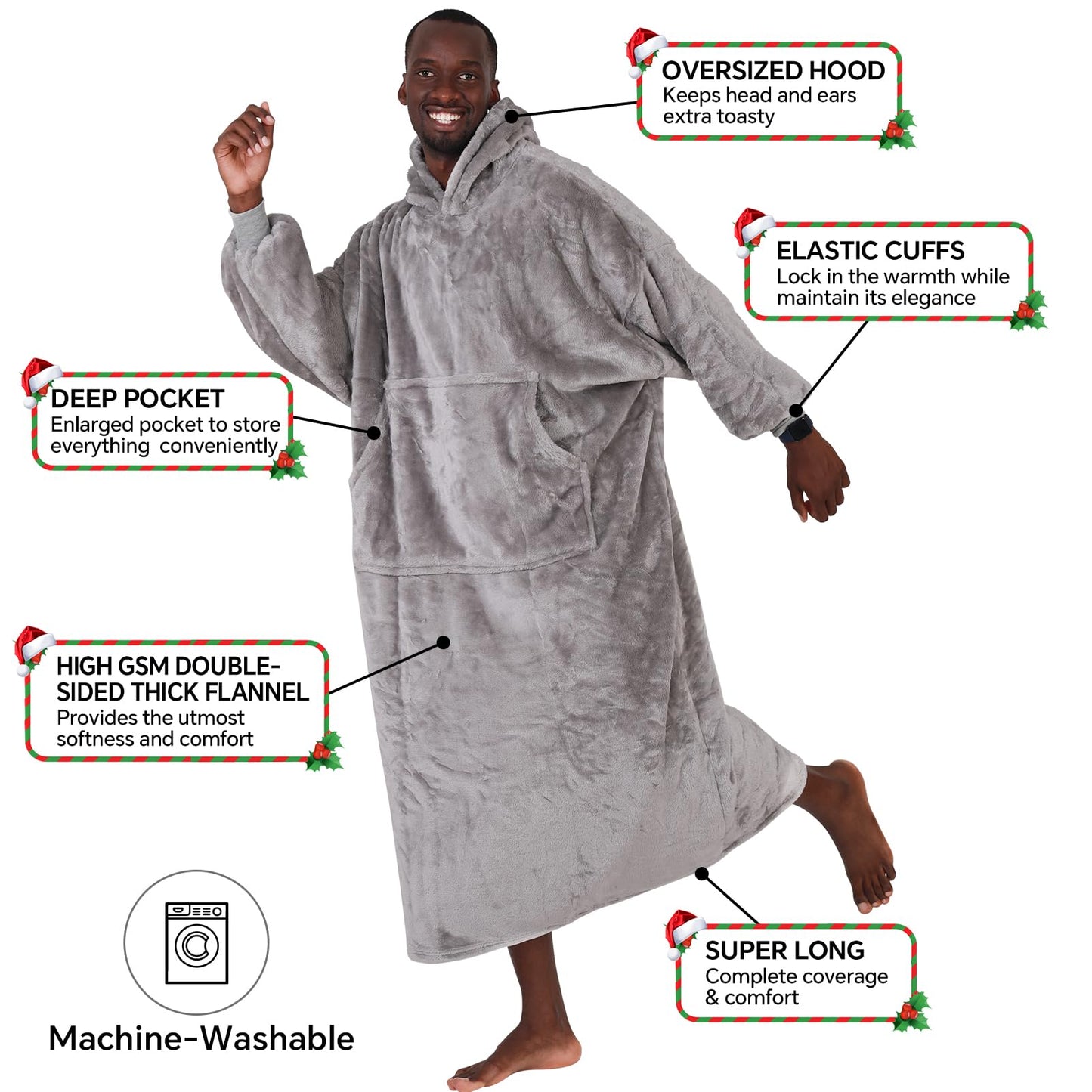 Daverose Hoodie Blanket with Sleeves and Hood for Women, Blanket Hoodie for Women, Super Soft and Warm Flannel Snuggle Blanket with Sleeves, Oversized Blanket Hoodie as Gifts for Men Women