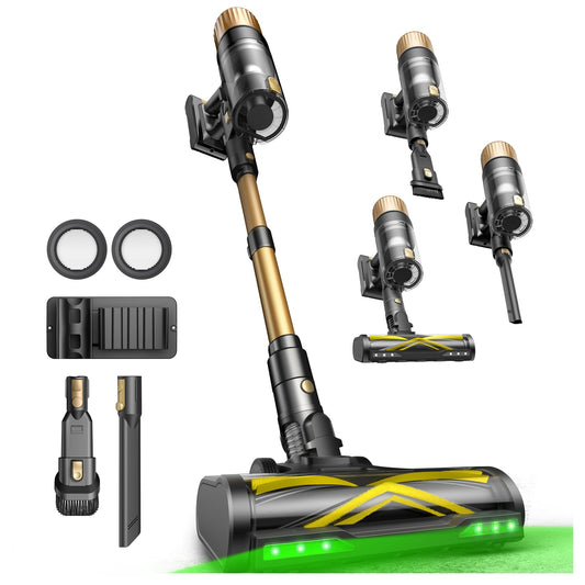Ultenic U15 cordless vacuum cleaner, 50000Pa/ 580W/ 65min runtime, with GreenEye technology, anti-tangle brush, telescopic tube & freestanding design. Ideal for carpets, hard floors & pet hair.