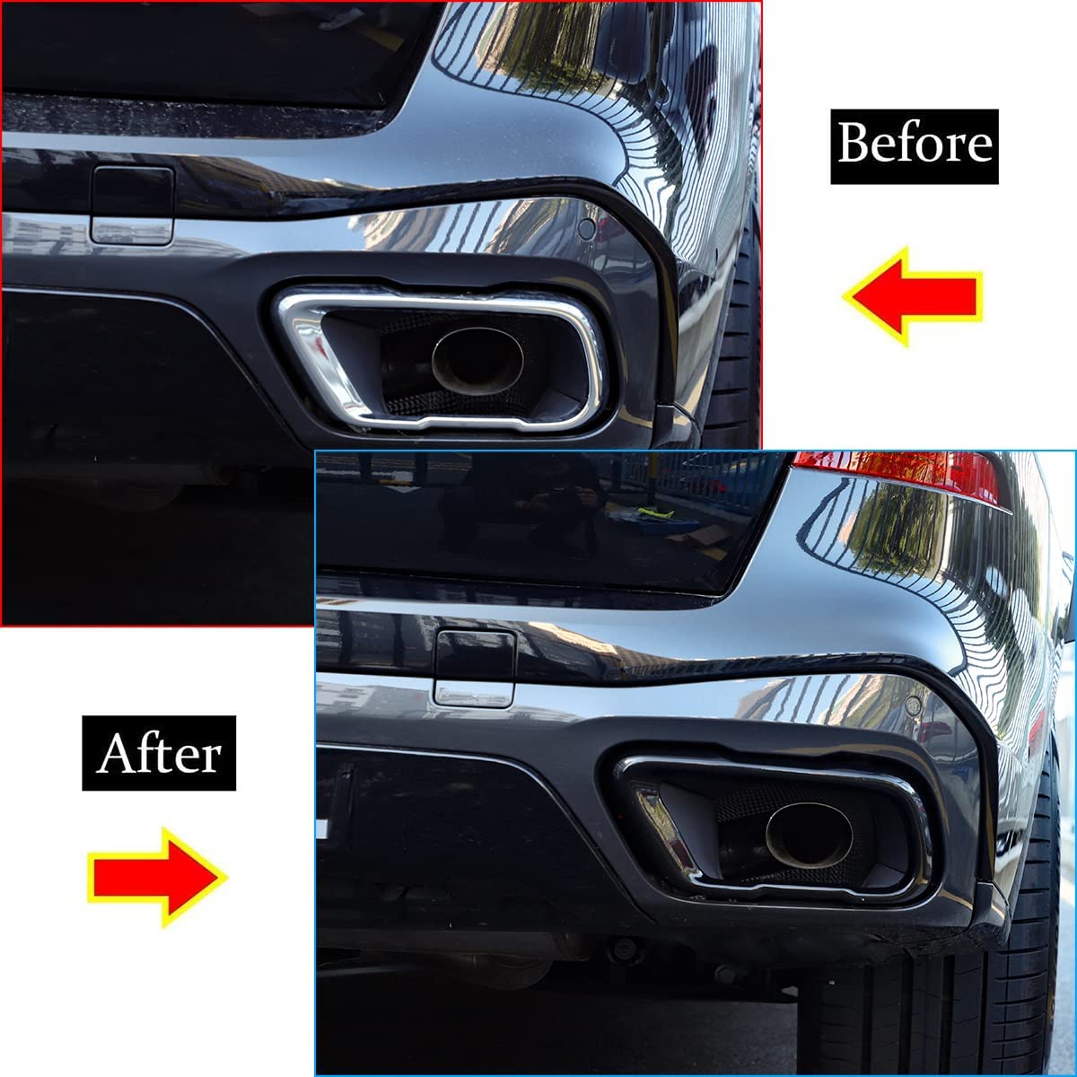 Stainless steel exterior accessories, exhaust pipe end decoration, frame cover for X5 G05 X7 G07 2019-2021 M Sport version car accessories (black)