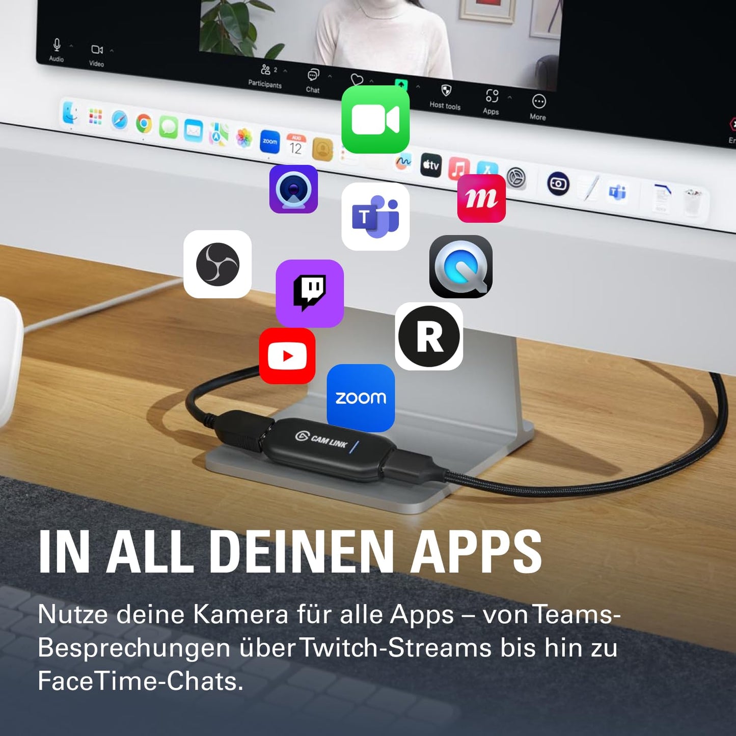 Elgato Cam Link 4K - external capture card for DSLR camcorders, as webcam, meetings, streams, recordings in 1080p60 or 4K30-4K60, easy connection with OBS, Zoom, Discord, HDMI to USB 3.0, PC, Mac, iPad.