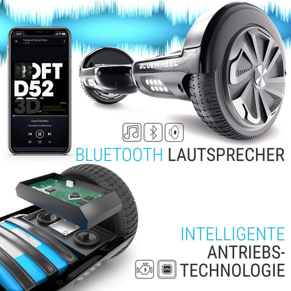 6.5" Premium Hoverboard Bluewheel HX310s - German quality company - Children's safety mode & app - Bluetooth speaker - strong dual motor - LED - Electric skateboard self-balance scooter