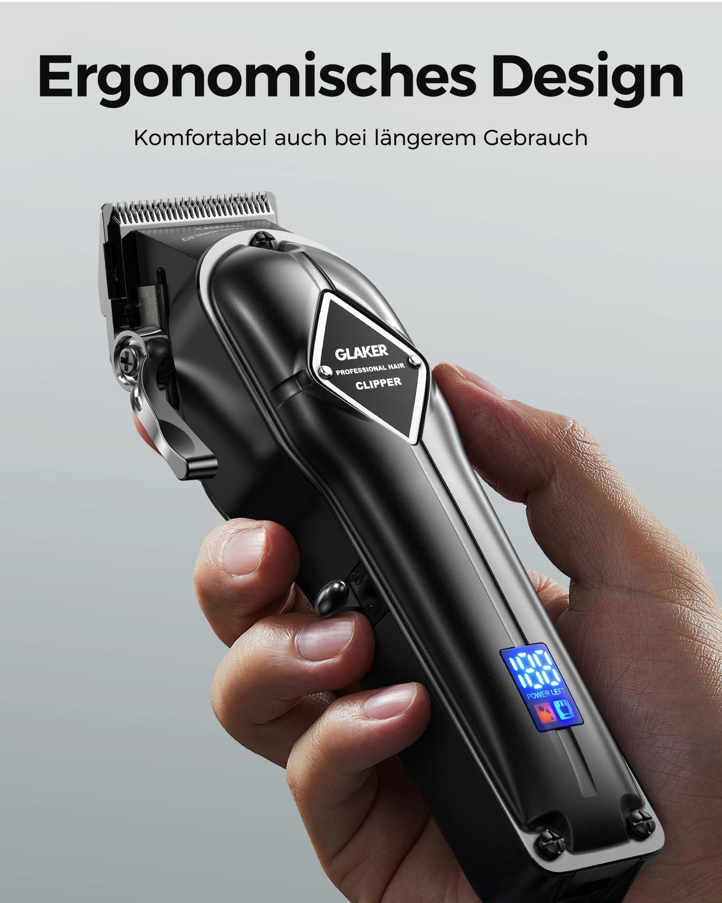 GLAKER hair clipper for men + hair clipper kit, cordless barber professional hair clipper hair cutting set beard trimmer for men women children, fading clippers with 13 guards.