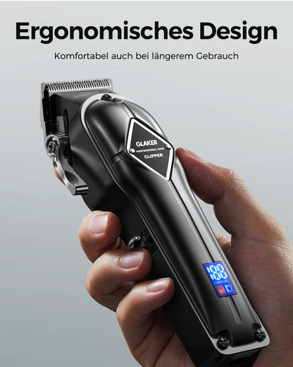 GLAKER hair clipper for men + hair clipper kit, cordless barber professional hair clipper hair cutting set beard trimmer for men women children, fading clippers with 13 guards.