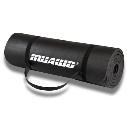 Muawo Premium Sports Mat and Fitness Mat, perfect as a yoga mat, gymnastics mat, workout mat | non-slip | extra thick & extra long | 190 cm length x 60 cm width x 1.5 cm thickness (Black)