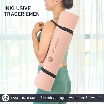 TASHIDROLMA Yoga Mat Non-Slip, TPE Exercise Mat With Carrying Strap, Workout Mat For Gym, Home, Travel, 183x61cm Thickness 6mm