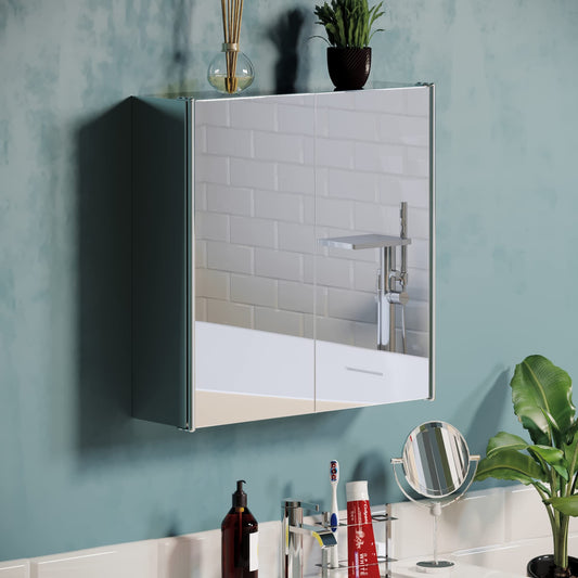 Vida Designs Tiano Bathroom Mirror Cabinet, 2 Doors, Wall Mount, Stainless Steel, Modern Storage Cabinet, Contemporary
