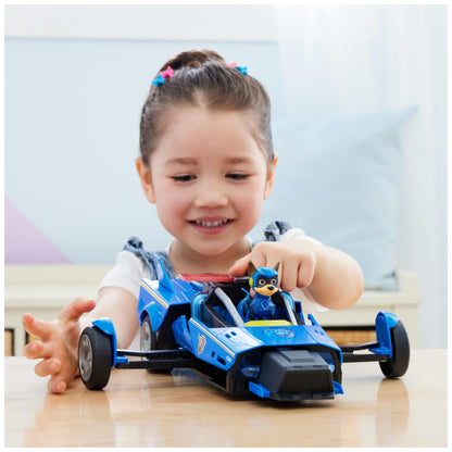 PAW PATROL: The Mighty Pups Movie, 40cm long Chase Deluxe Superhero Rocket Vehicle incl. Chase figure, lights and sounds, suitable for children aged 3 and up.