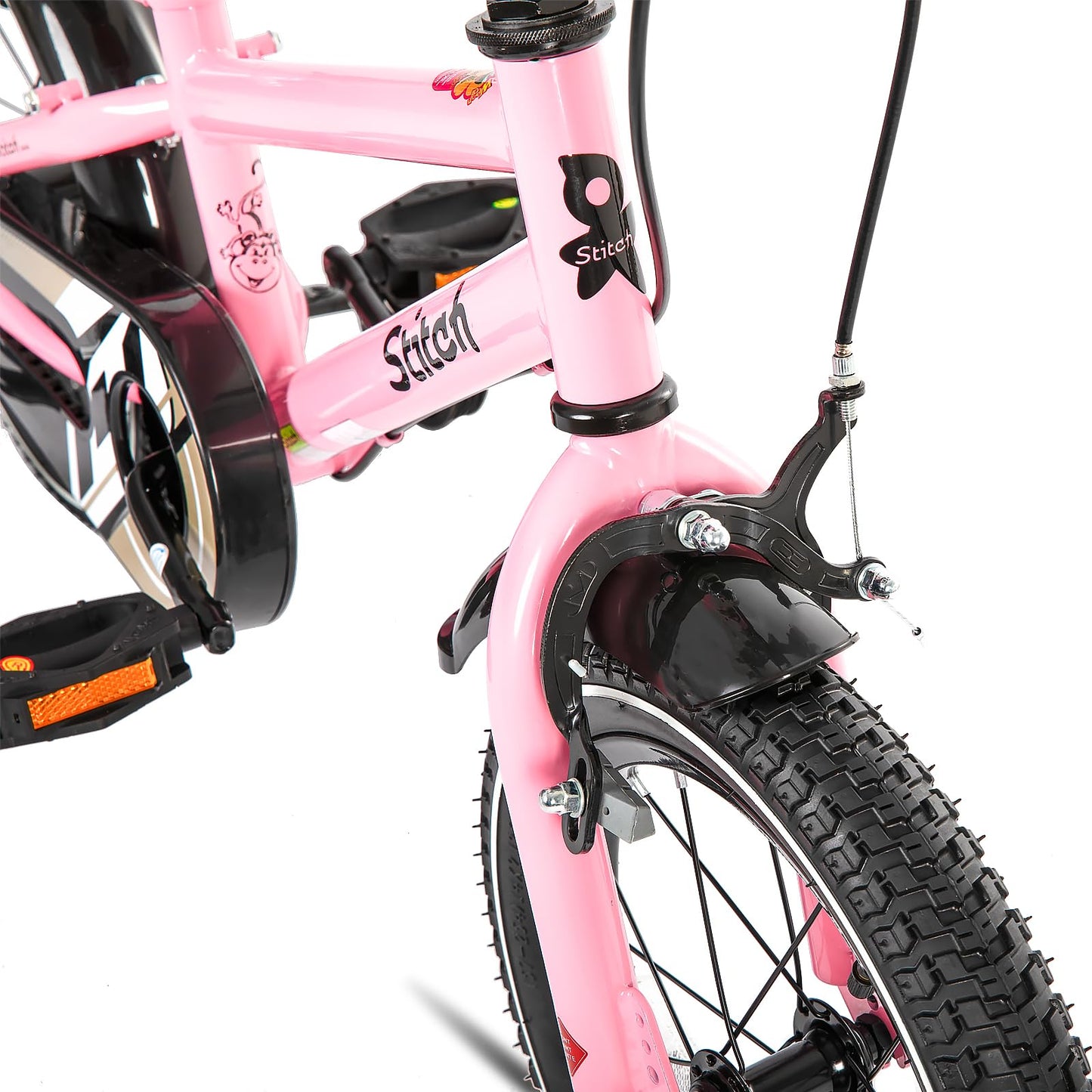 The STITCH 16-inch children's bike for 5-7 year old boys, 16-inch bike for boys with training wheels, Pink.