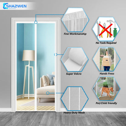 Insect screen door 180x220, SHA2WEN Insect screen door White, Enjoy the summer with your family.
