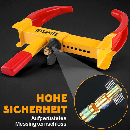 Tevlaphee 2-Pack Wheel Lock Clamp with Security Lock and 6 Same Keys for Car Trailer RV Tire Boot Anti-Theft Wheel Clamp Lock (Red-Yellow-2 Pack)