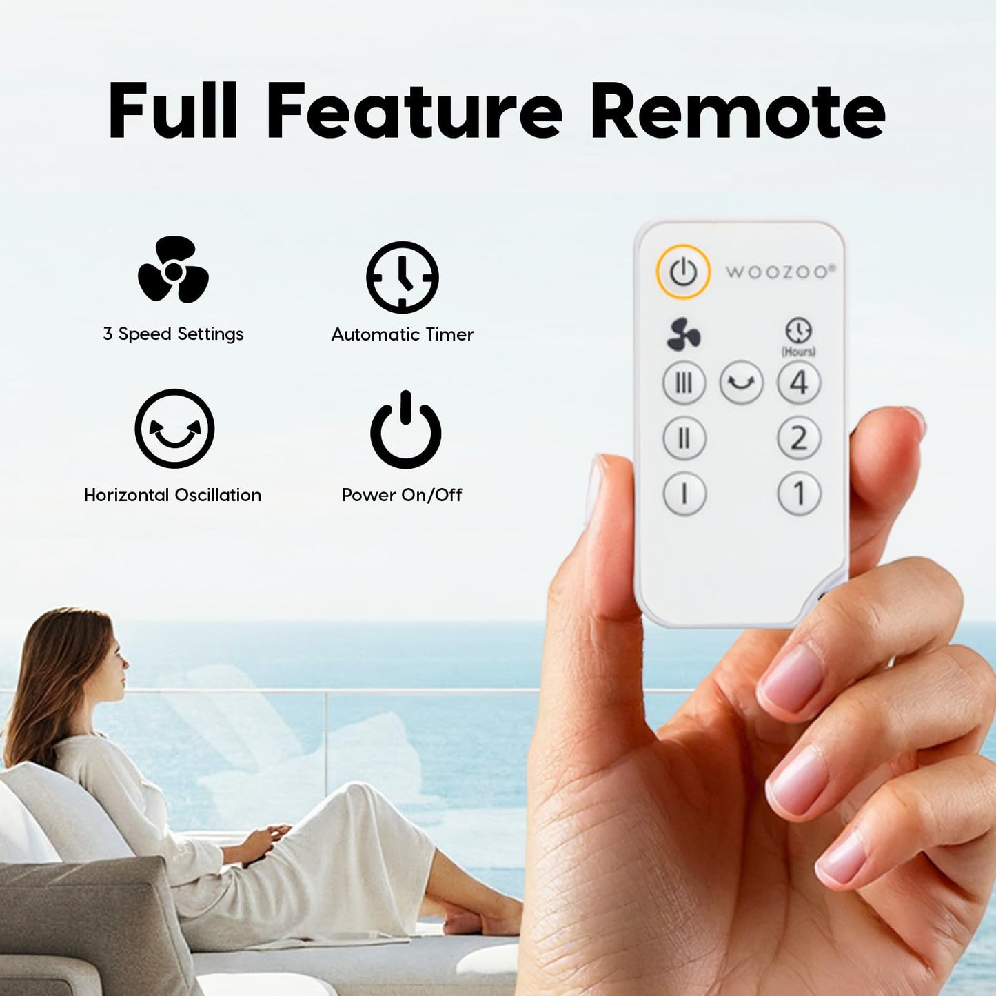 Iris Ohyama Woozoo, 23㎡, Fan, White, 3 speeds, Remote Control, Oscillating, Silent, Table Fan, Desk Fan, Floor Fan, Portable, Cooling, PCF-MKC18