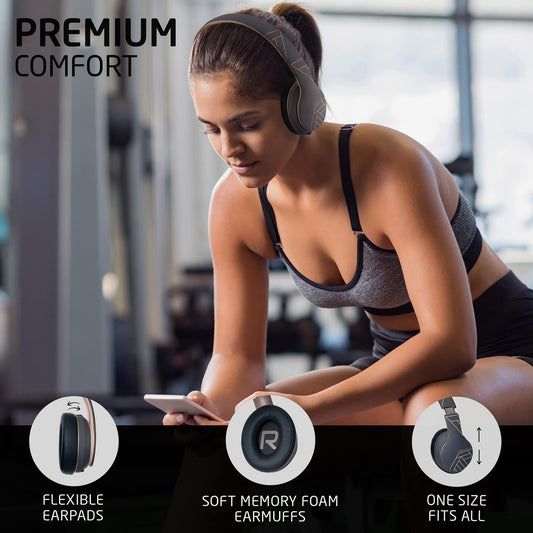 PowerLocus P6 Bluetooth Headphones Over Ear, Wireless Over Ear Headphones with Super Bass, 40Hrs Playtime, Microphone, Voice Assistant, Passive Noise Cancelling for iPhone, Samsung, iPad, PC, Laptop, TV