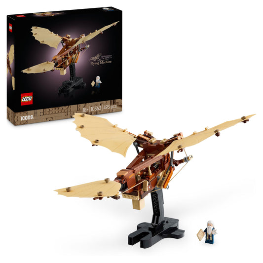 LEGO Icons Leonardo da Vinci's Flying Machine with Flapping Wings - Includes minifigure & stand - Adult building set - Home decor - Gift idea - 10363