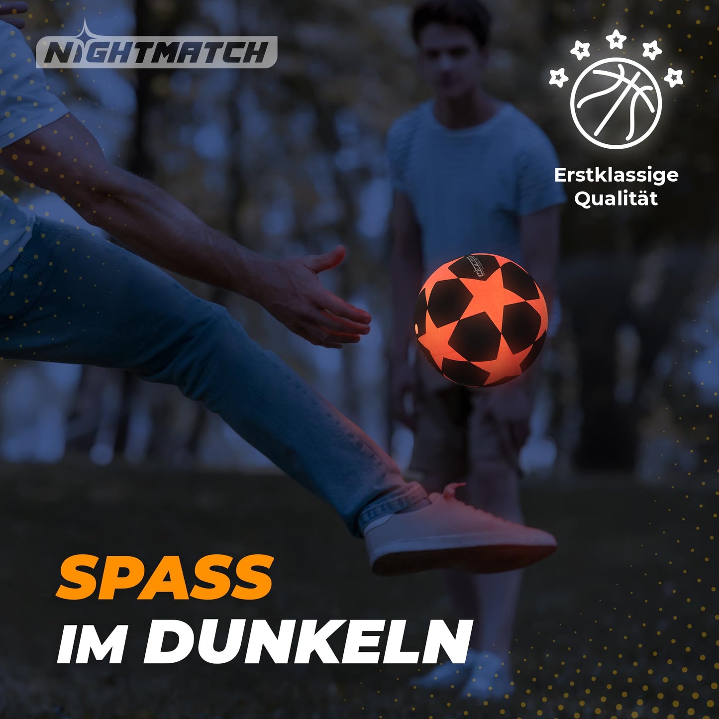 NIGHTMATCH Official Size 5 Waterproof LED Light-Up Soccer Ball - Glow in the Dark Soccer Ball for Night Games, Kids, Adults - Complete Set with Pump & Extra Batteries