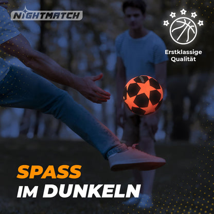NIGHTMATCH Official Size 5 Waterproof LED Light-Up Soccer Ball - Glow in the Dark Soccer Ball for Night Games, Kids, Adults - Complete Set with Pump & Extra Batteries