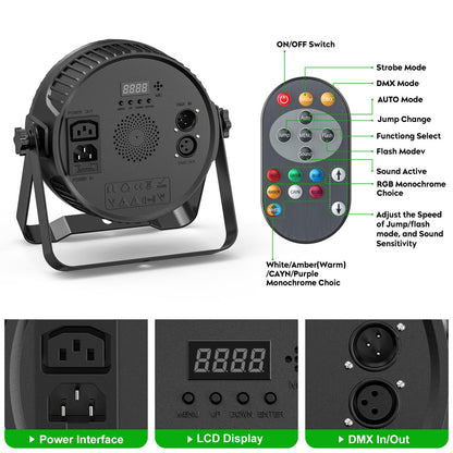 HOLDLAMP 84W LED Par Lights, 14 LED Stage Lights DMX512 4-in-1 RGBW Par Lighting with Remote Control Disco Light for Party Stage DJ Show Bar Halloween Christmas (4 Pack)