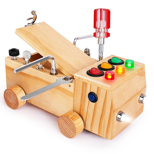 OAKJAR Montessori screwdriver board, Montessori toy for 2-6 year olds, Montessori busy board, wooden motor skills toy, educational toy for babies toddlers boys girls.