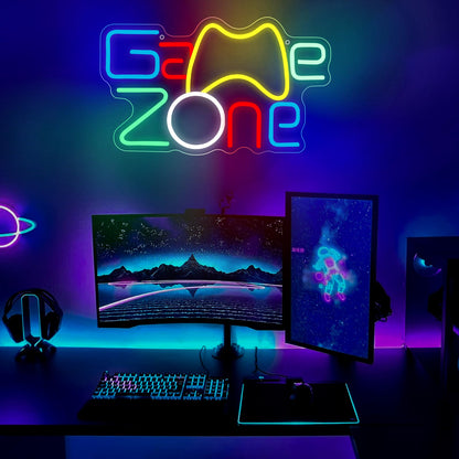 Neon light sign, game neon sign for game zone gaming. Neon sign light decoration for game room, bar, party, children's room. Perfect gift for boys.