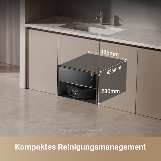 Dream X40 Master Robot Vacuum with Mopping Function, 28cm compact base station, automatic refilling and emptying, intelligent navigation, 12,000Pa strong suction power, self-cleaning mop.