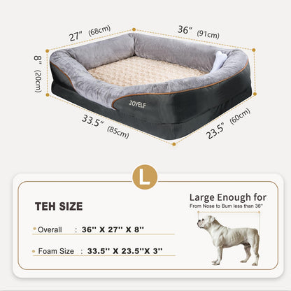 JOYELF Large Dog Bed Memory Foam orthopedic Dog Bed & Dog Sofa with removable washable cover and squeaky toy as gift.