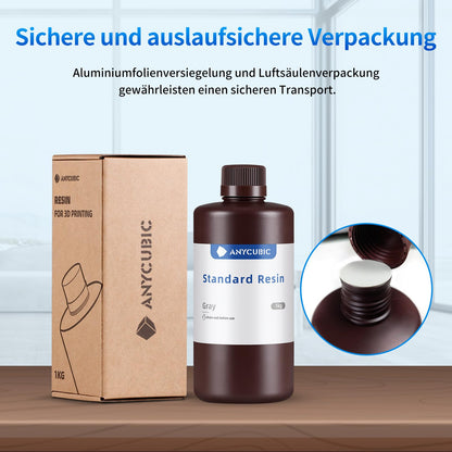 ANYCUBIC 3D Printer Resin, UV 405nm Standard Rapid Photopolymer Resin, with High Accuracy and Fast Curing for LCD DLP 3D Printer (Black+White+Gray+Clear, 1kg, 4pcs)
