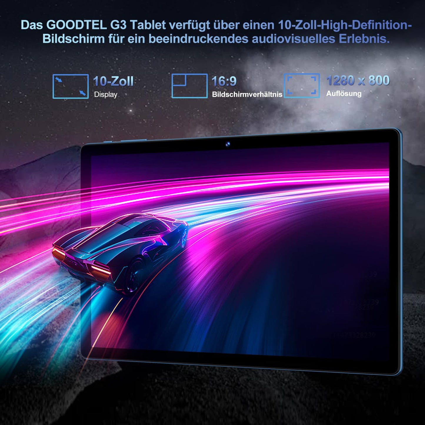 GOODTEL 2024 Latest 10 inch Android 13 Tablet with 12GB RAM+128GB ROM 1TB TF, 5G+2.4G WiFi, GPS, Bluetooth 5.0, 6000mAh, Dual Camera 8+5MP, Cast, OTG, Type C, with Case, Keyboard & Mouse (Blue)