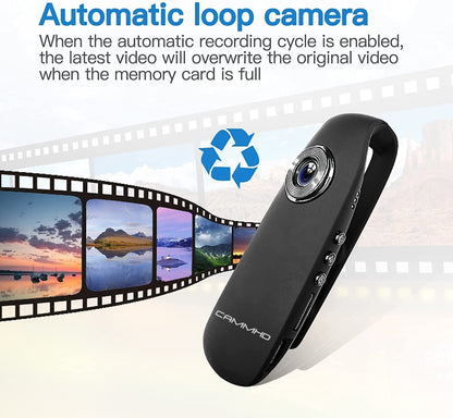 CAMMHD 1080P 64GB Body Camera Full HD Portable Bodycam One-Key Recording Motion Detection, 3-7 Hours Recording, Support OTG Connection (Max Support 512GB)
