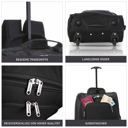 5 Cities 42L carry-on trolley suitcase backpack with 2 wheels for onboard use