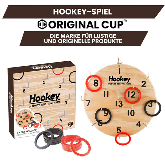 Hookey® Game - Ring Toss Game with Target - Wooden skill games for kids and adults - Toy for indoor and outdoor use to liven up birthday parties and fairs - Darts.
