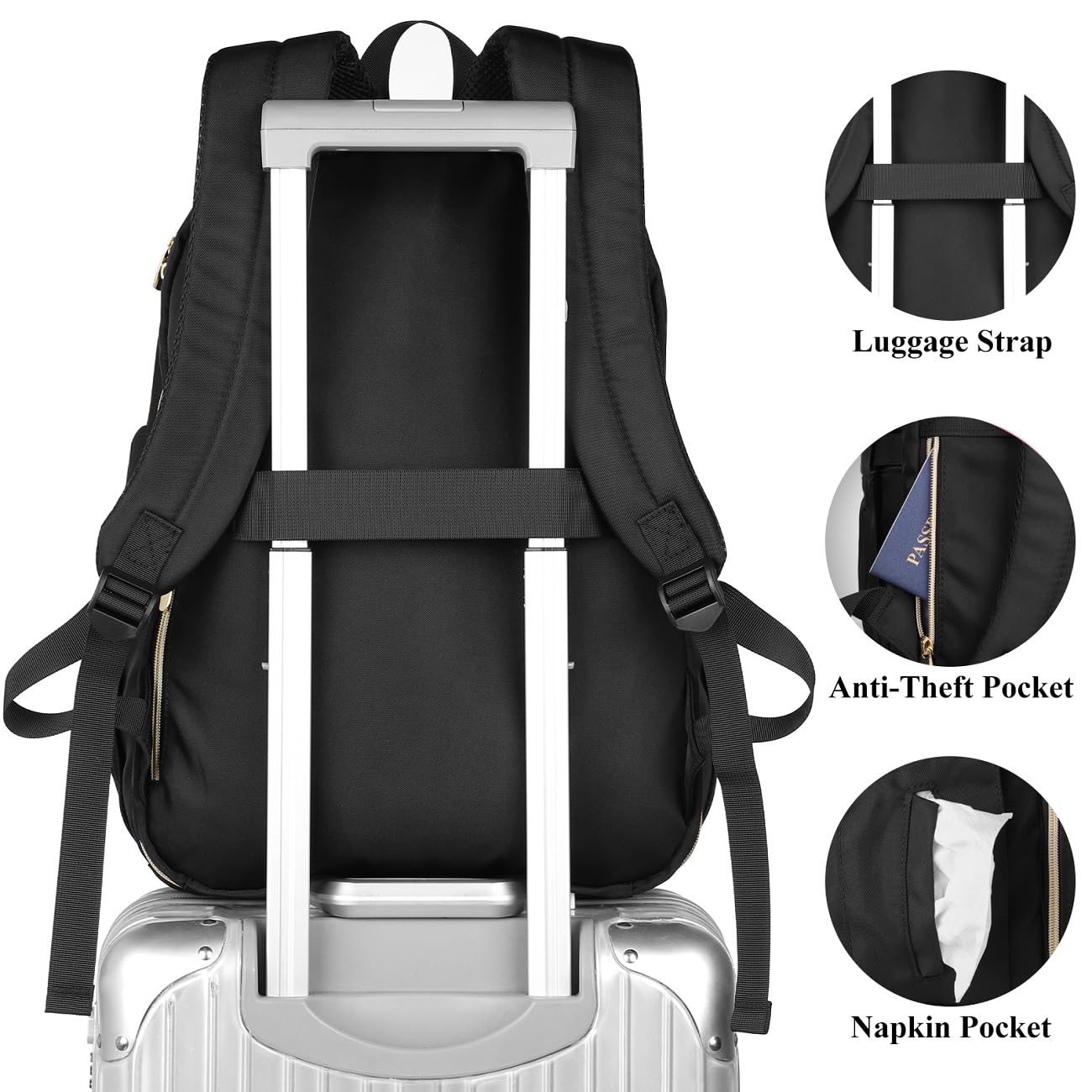 YAMTION Backpack for Women, School Backpack for Girls Teenagers, Female School Bag with 15.6 inch Laptop Compartment, USB Port for Work Office Study School City University
