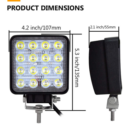 Willpower 10pc LED Spotlight 4'' 10cm 48W LED Work Light 12V 24V Auxiliary Light Car Reverse Light Led Waterproof for Off-road Tractor SUV ATV Place