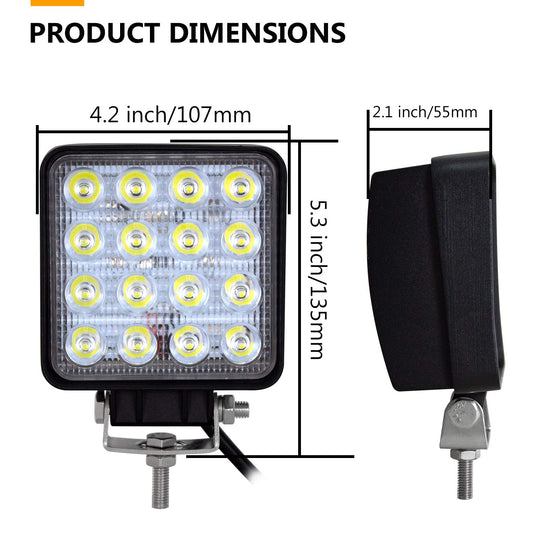 Willpower 10pc LED Spotlight 4'' 10cm 48W LED Work Light 12V 24V Auxiliary Light Car Reverse Light Led Waterproof for Off-road Tractor SUV ATV Place