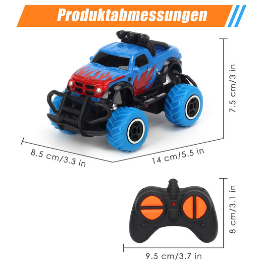Pup Go Monster Truck Remote Control Car with Light for Kids 3-9 years, Durable Mini RC Car Fast Offroad Indoor Outdoor, Toy Toddler Christmas Birthday Gift Boy Girl, Blue