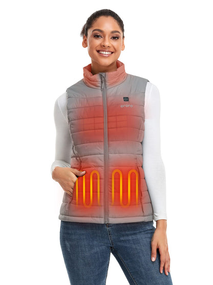 ORORO Women's Heated Vest with Powerbank, Women's Heated Vest Up to 10 Hours of Warmth - Charger Not Included (Silver Grey, M)