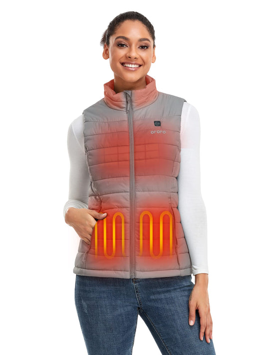 ORORO Women's Heated Vest with Powerbank, Women's Heated Vest Up to 10 Hours of Warmth - Charger Not Included (Silver Grey, M)
