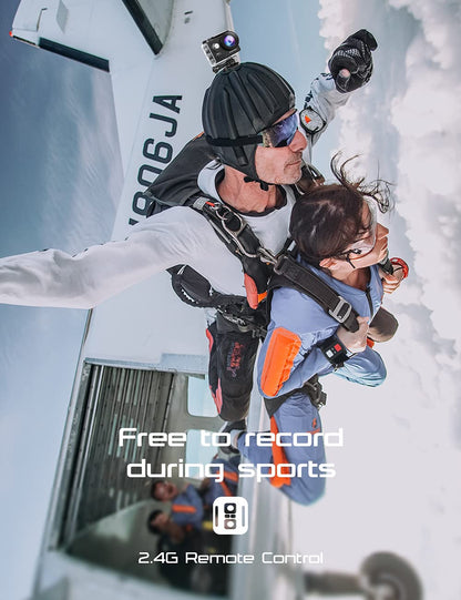 Apexcam M80Air Action Cam 4K30FPS 20MP WiFi Sports Camera Underwater Camera 40m Waterproof 170° Wide Angle 2.4G Remote Control 2x1050mAh Batteries with Accessory Set.