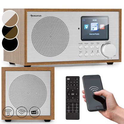 Auna radio, portable internet radio, DAB with Bluetooth, DAB/DAB+/FM with stereo speakers, kitchen radio with HCC display, small digital radio, DAB Plus radio with remote control.