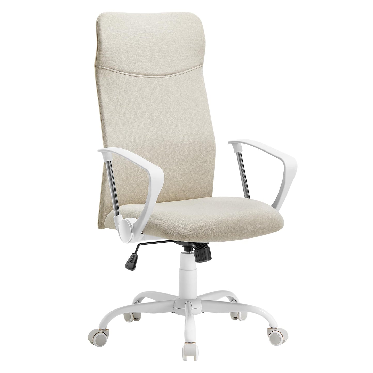 SONGMICS office chair, ergonomic desk chair, swivel chair, padded seat, height adjustable and tiltable, up to 120 kg load capacity, cappuccino beige OBN034K01