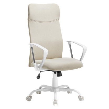 SONGMICS office chair, ergonomic desk chair, swivel chair, padded seat, height adjustable and tiltable, up to 120 kg load capacity, cappuccino beige OBN034K01