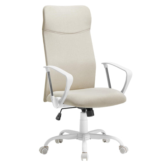 SONGMICS office chair, ergonomic desk chair, swivel chair, padded seat, height adjustable and tiltable, up to 120 kg load capacity, cappuccino beige OBN034K01