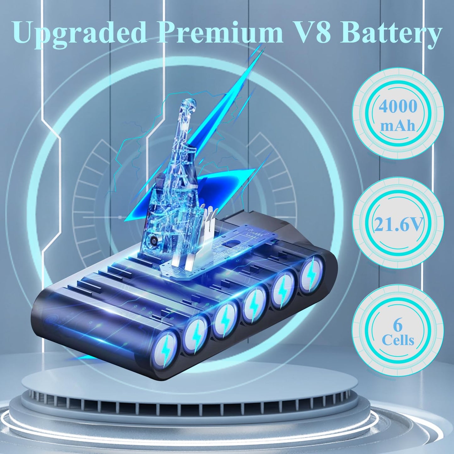 DTK Replacement Battery for Dyson V8 Vacuum SV10 Absolute Animal Fluffy Motorhead Slim Fluffy Total Clean Extra Cord-Free Handheld Vacuum Cleaner 4000mAh 21.6V