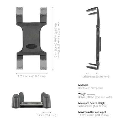 ARKON Heavy Duty Tablet Mount with Adjustable Arm for Tabletops, Cars, Vehicles, Walls, compatible with Apple iPads and Samsung Tablets.