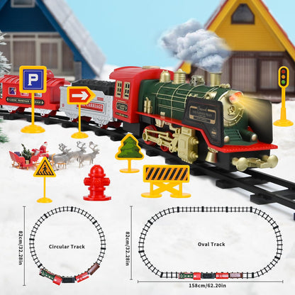 Ulikey Electric Train for Kids, Remote Control Steam Train Toy with Light and Sound, Christmas Train around the Tree, Christmas Steam Locomotive Gift for Kids aged 3 years and up.