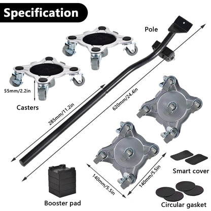 Furniture dolly transport roller, furniture lifter mover 1000kg capacity non-slip coating Heavy furniture moving tool with 4 dollies 1 lifter 2 protective covers 4 lifting pads 4 mats