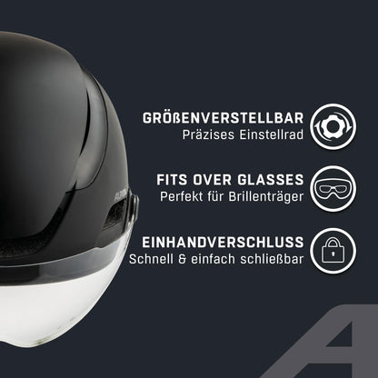 Alpina Altona V - Extremely Lightweight, Illuminated & Ventilated Bike Helmet with Self-Tinting Visor for Adults, Black-Stealth matt, 52-57 cm