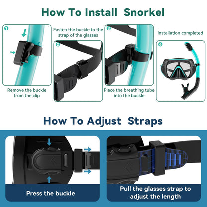 Adult Diving Mask, 180° Wide Angle Anti-Fog Dive Mask with Adjustable Silicone Strap, Snorkel Mask with HD Tempered Glass for Diving, Snorkeling, and Swimming 14+ (Green)